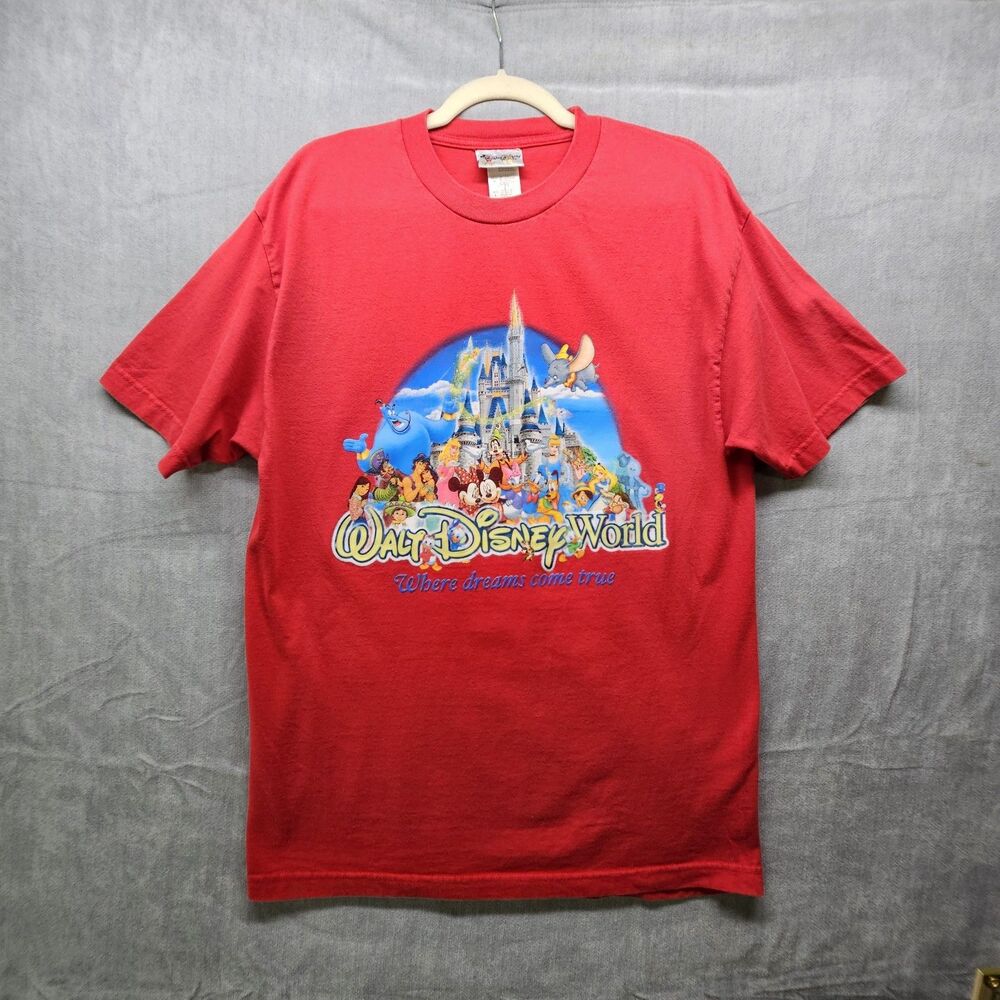 Walt Disney World Red Graphic Vintage T-Shirt Mens Size Large